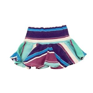 Women's Medium Mini Swim Skirt Coverup Logowear Purple White Ruffle Bottom